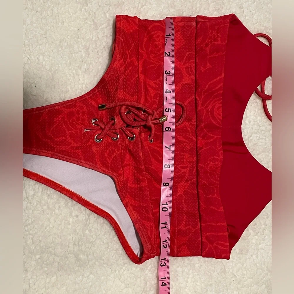 Red Flower Patterned Bikini Set - Picture 2 of 5
